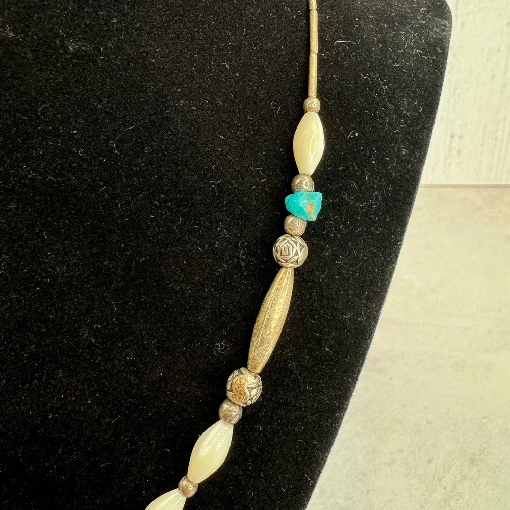Native American Necklace Vintage Blue White Turquoise Southwestern Boho‎ VTG